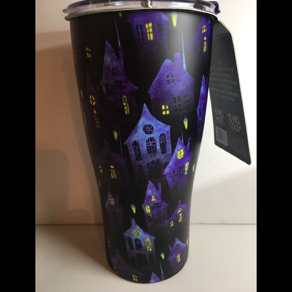 Halloween Haunted Houses 30oz Steel Tumbler Straw